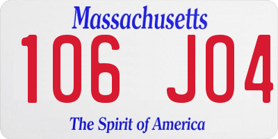 MA license plate 106JO4