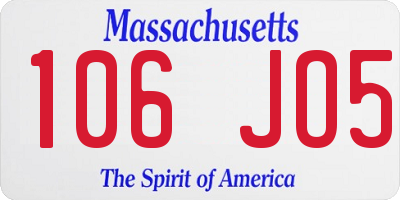 MA license plate 106JO5