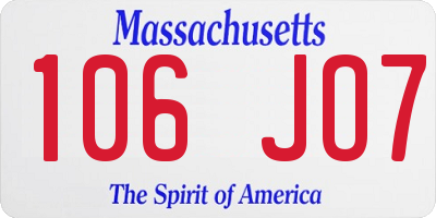 MA license plate 106JO7