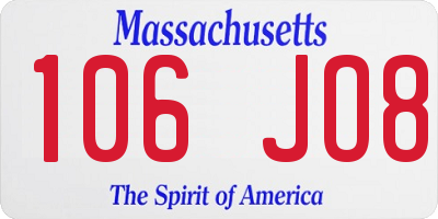 MA license plate 106JO8