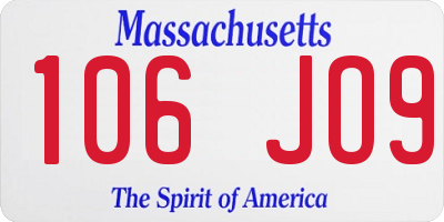 MA license plate 106JO9