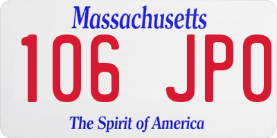 MA license plate 106JP0