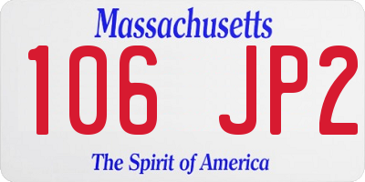 MA license plate 106JP2