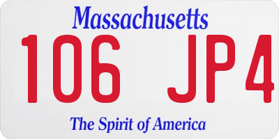 MA license plate 106JP4