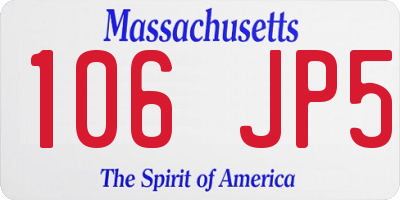 MA license plate 106JP5