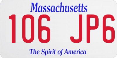 MA license plate 106JP6