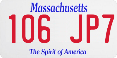 MA license plate 106JP7