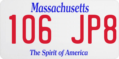 MA license plate 106JP8