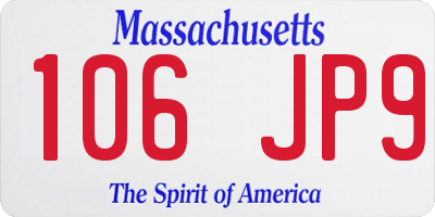 MA license plate 106JP9