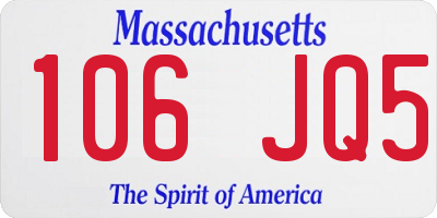MA license plate 106JQ5