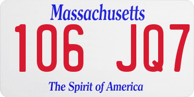MA license plate 106JQ7