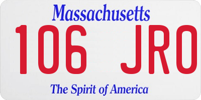 MA license plate 106JR0
