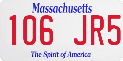 MA license plate 106JR5