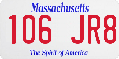 MA license plate 106JR8