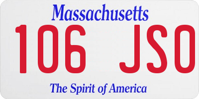 MA license plate 106JS0