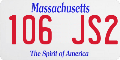 MA license plate 106JS2