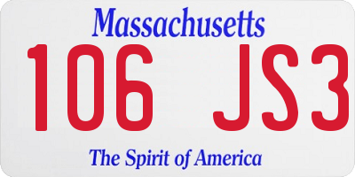 MA license plate 106JS3
