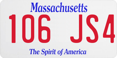 MA license plate 106JS4