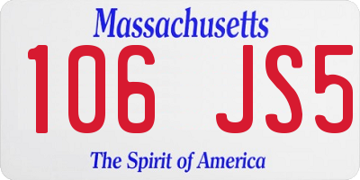 MA license plate 106JS5