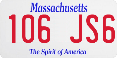 MA license plate 106JS6