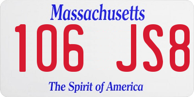MA license plate 106JS8
