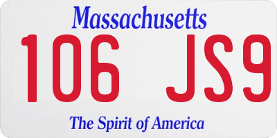 MA license plate 106JS9