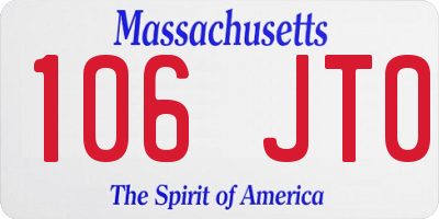 MA license plate 106JT0
