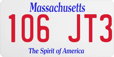 MA license plate 106JT3