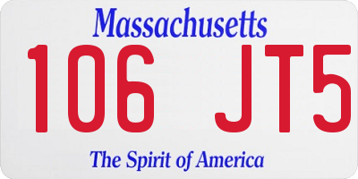 MA license plate 106JT5