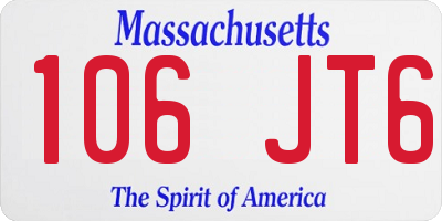 MA license plate 106JT6