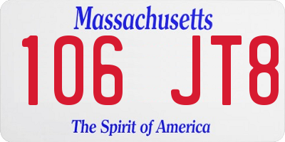MA license plate 106JT8