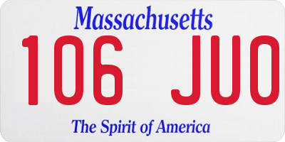 MA license plate 106JU0