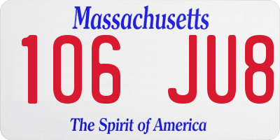 MA license plate 106JU8