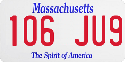 MA license plate 106JU9