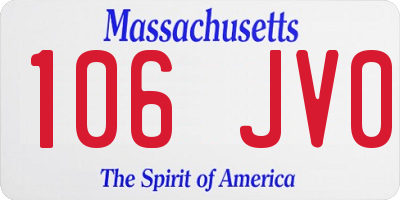 MA license plate 106JV0
