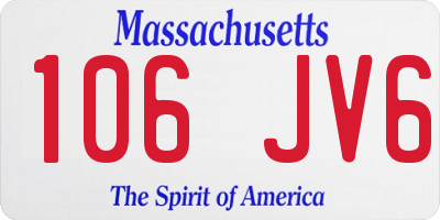 MA license plate 106JV6