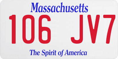 MA license plate 106JV7