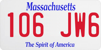 MA license plate 106JW6