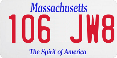 MA license plate 106JW8