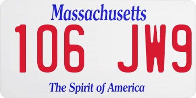 MA license plate 106JW9