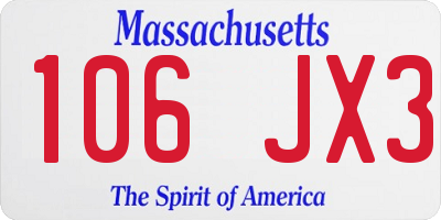 MA license plate 106JX3