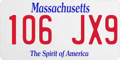 MA license plate 106JX9