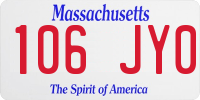 MA license plate 106JY0