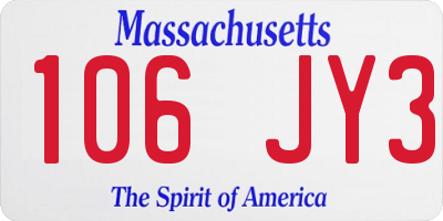 MA license plate 106JY3