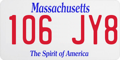 MA license plate 106JY8