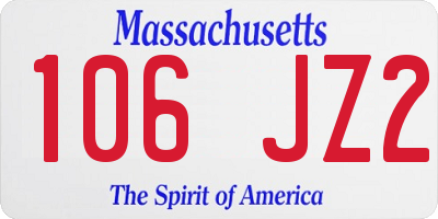 MA license plate 106JZ2