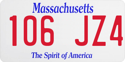 MA license plate 106JZ4