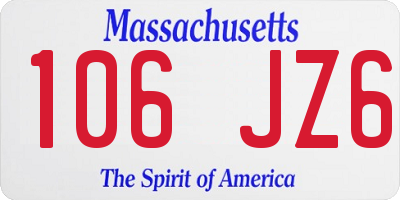 MA license plate 106JZ6