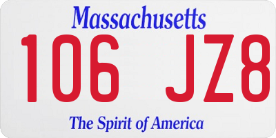 MA license plate 106JZ8