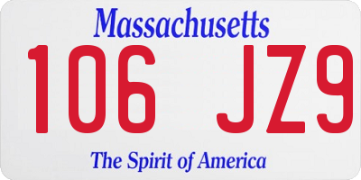 MA license plate 106JZ9